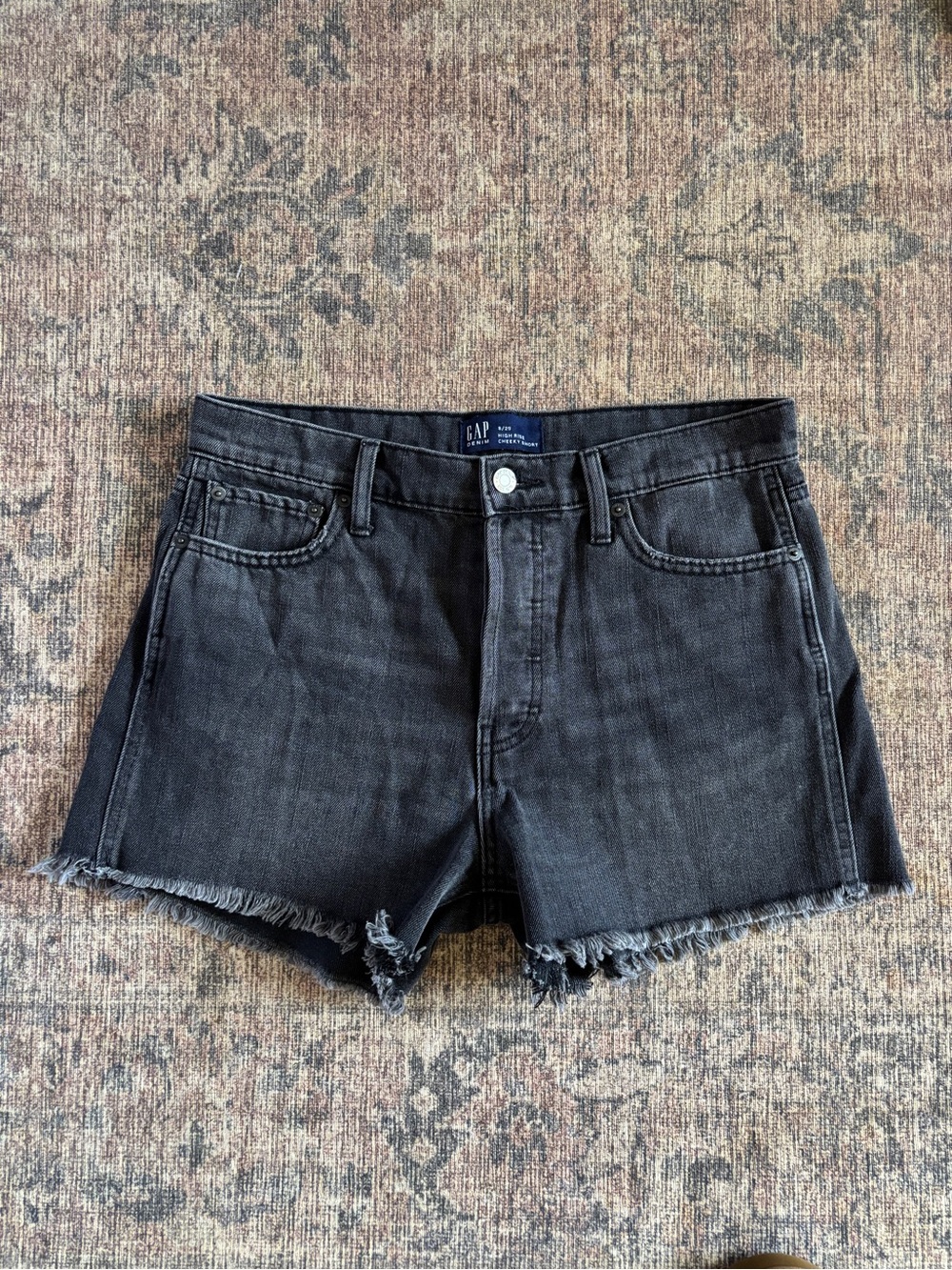 GAP High-Rise Cheeky Black Denim Cutoff Shorts
